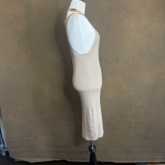 Abercrombie & Fitch Ribbed Knit Tank Bodycon Midi Dress Medium Tall MT Cream - Picture 3 of 8